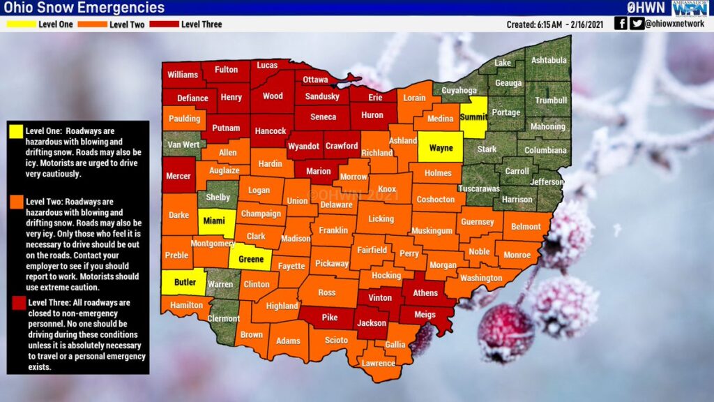 Current Snow Emergency Levels In Ohio February Check The Names!