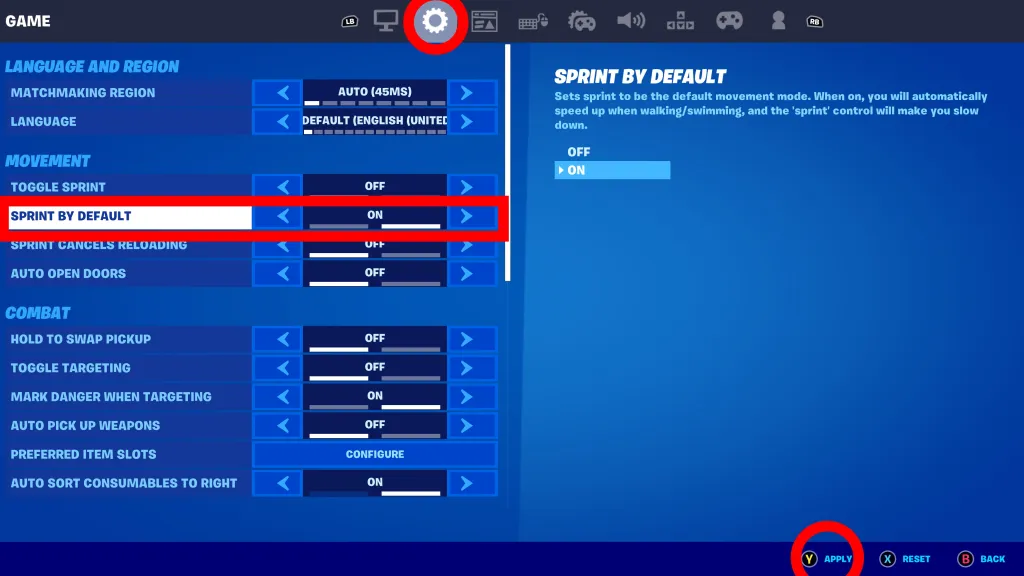 How to Sprint in Fortnite Xbox